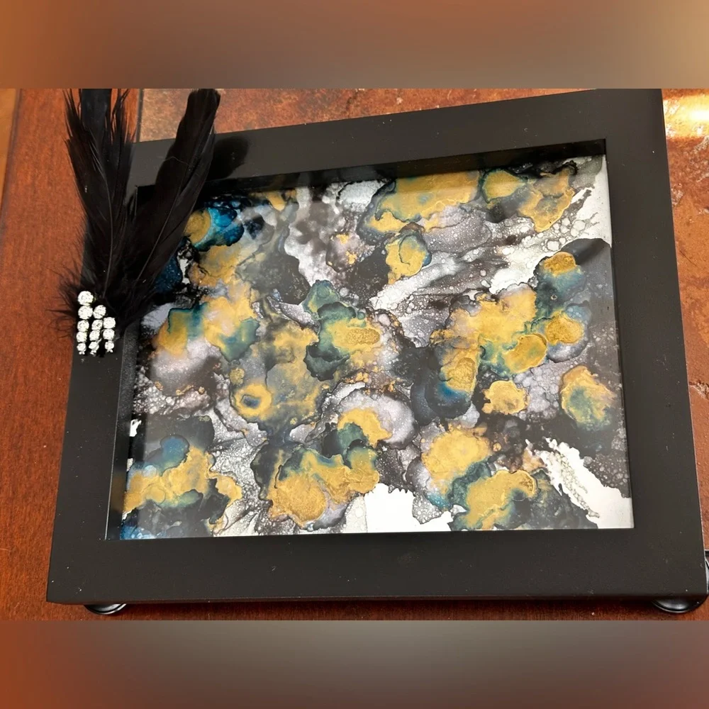 Hand Crafted Black and Gold Decorative vanity accent Tray